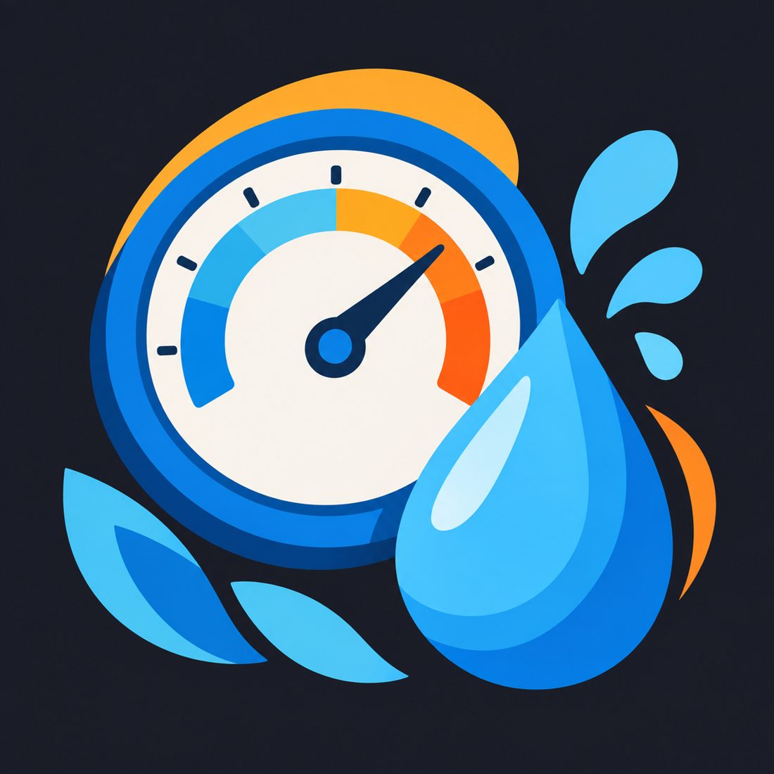 Illustration of a humidity gauge and a water droplet for a Wellington, FL home